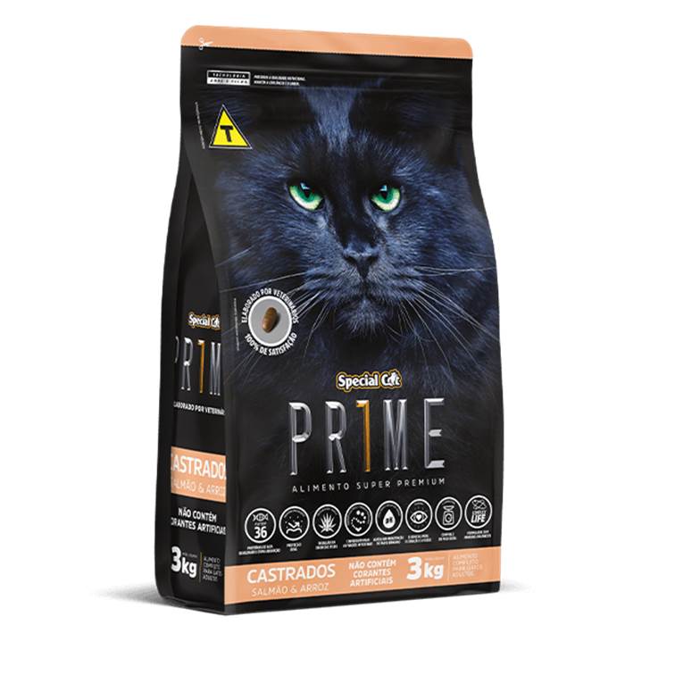 Ração Special Cat Prime Salmão e Arroz Gatos Castrados 3kg