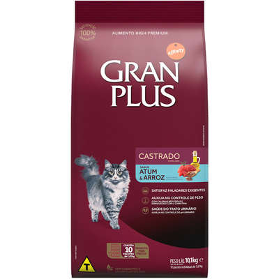 Ração GranPlus Gatos Castrados Atum 10,1kg Pacotes Individuais de 1,01kg