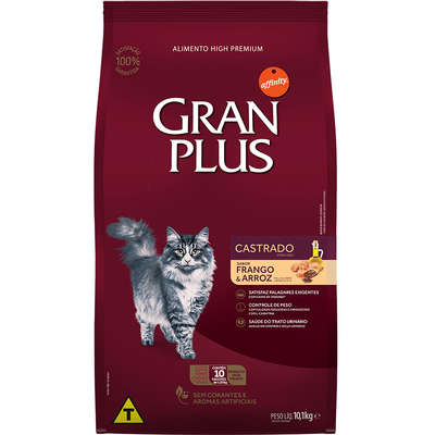 Ração GranPlus Gatos Castrados Frango 10,1kg Pacotes Individuais de 1,01kg