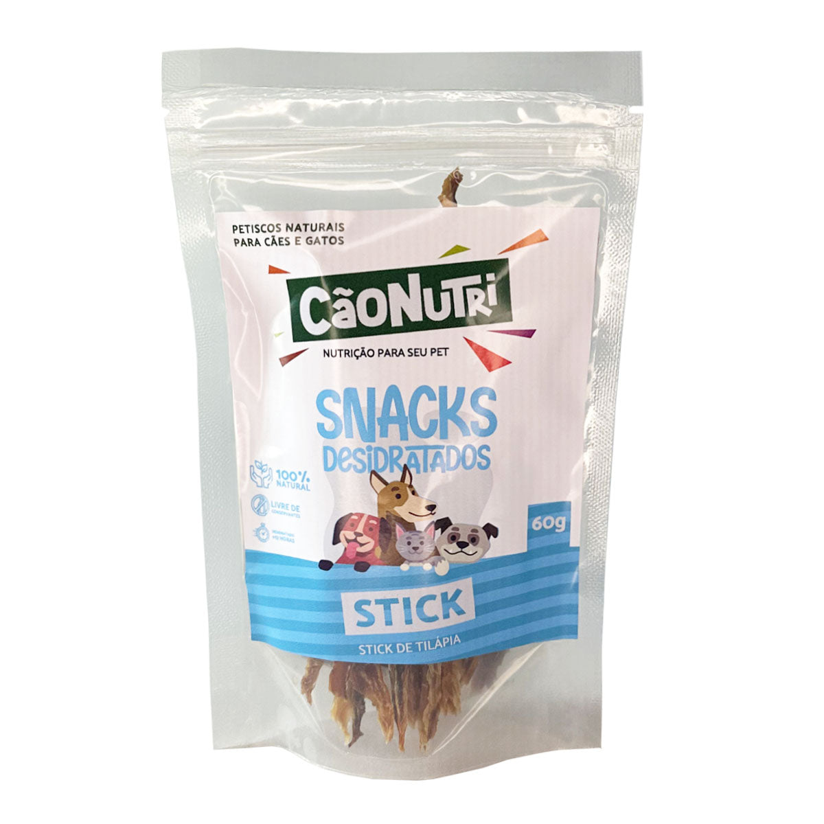 Petisco Natural Cão Nutri Sticks Desidratados de Tilápia 60g