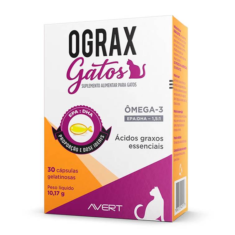 Suplemento Alimentar Ograx Gatos 30 cápsulas