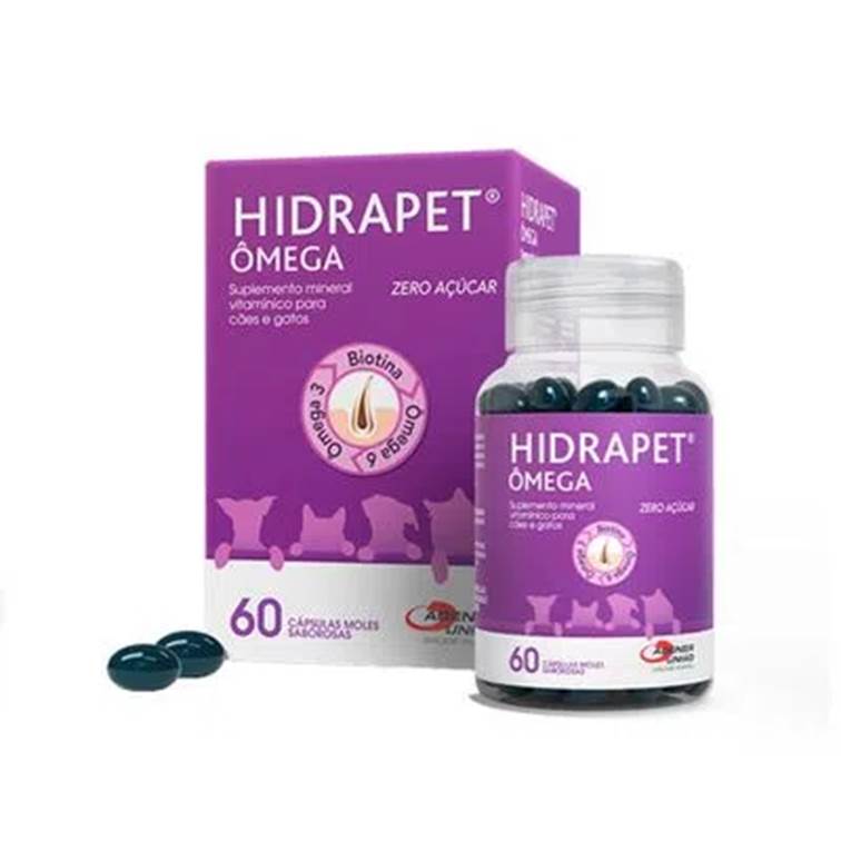 Suplemento Mineral Hidrapet Ômega para Cães e Gatos 60 Cápsulas