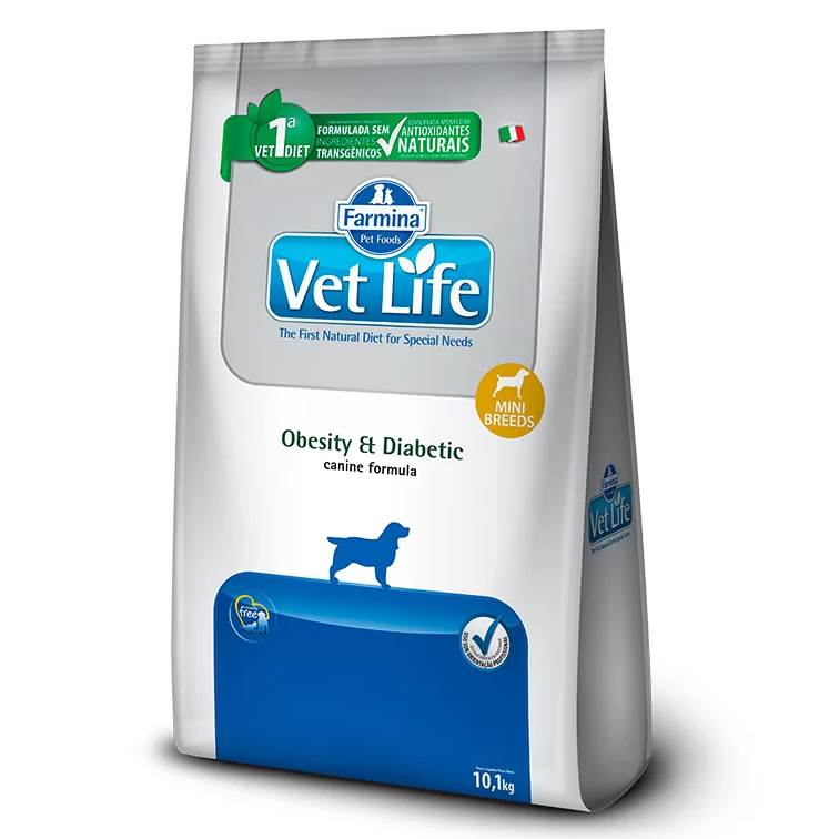 Ração Farmina Vet Life Obesity e Diabetic Mini Cão 10,1kg