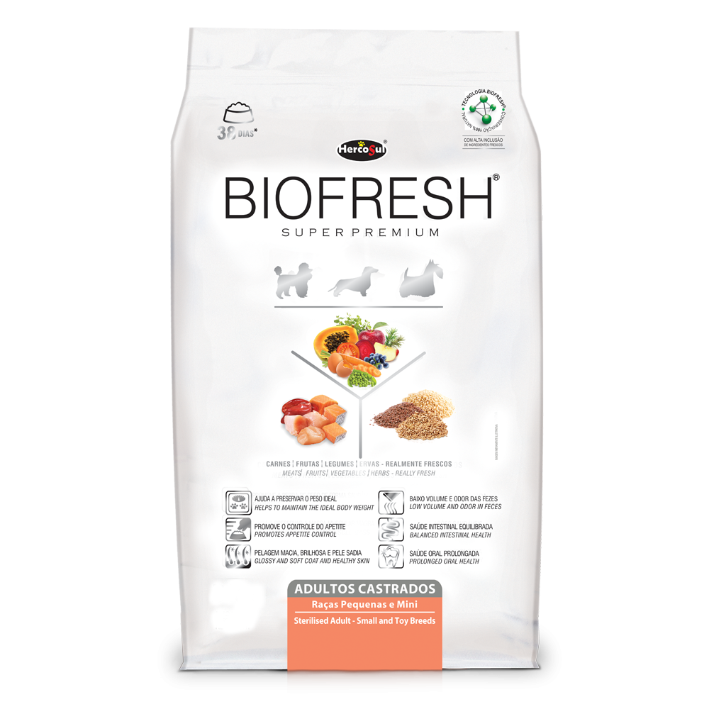 Ração Biofresh Cães Adultos Castrados Raças Pequenas e Mini  3kg