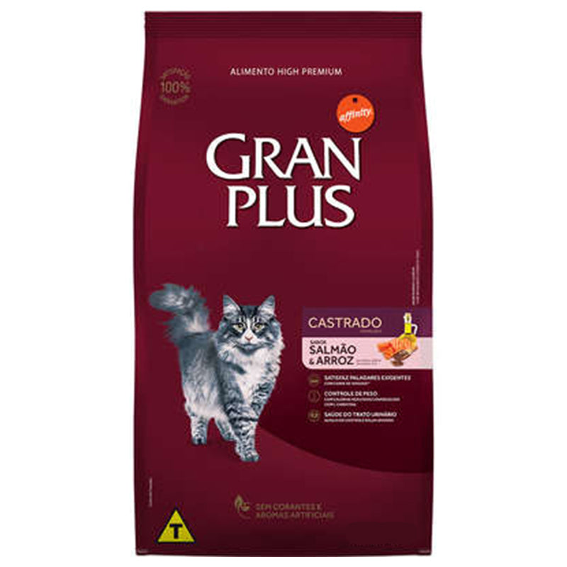 Ração GranPlus Gatos Castrados Salmão 10,1kg Pacotes Individuais de 1,01kg