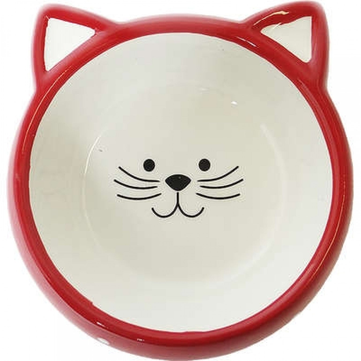 Comedouro Porcelana Face Cat Vermelho