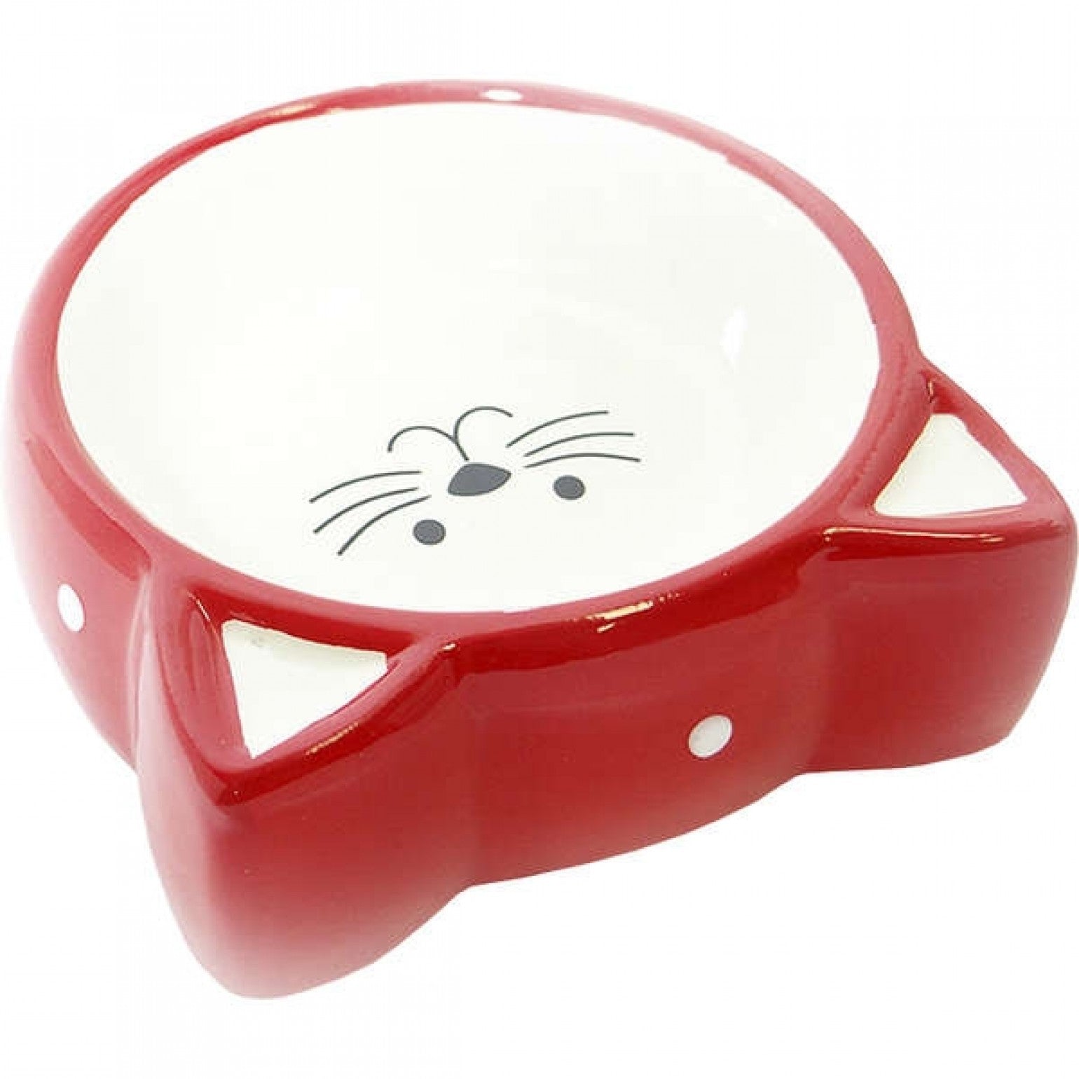Comedouro Porcelana Face Cat Vermelho