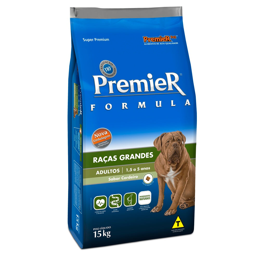 Ração Premier Fórmula Cão Adulto Raças Grandes Cordeiro 15kg