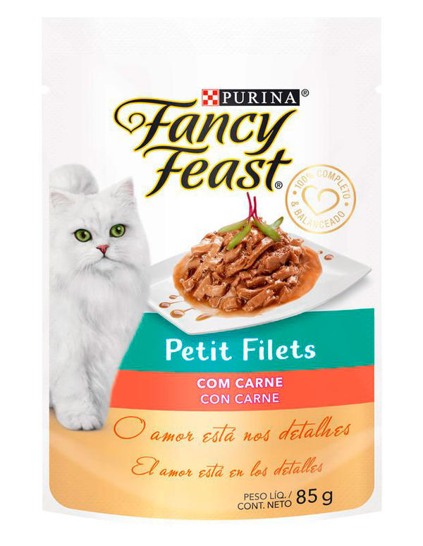 Alimento Úmido para Gato Fancy Feast Sachê Petit Filets Carne 85g