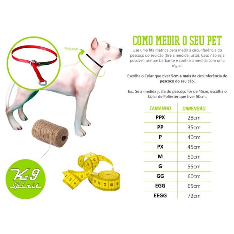 K9 Spirit Colar de Poliéster Prime Para Cães Vermelho PP 35cm