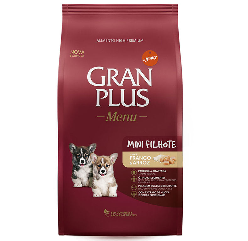 Ração GranPlus Menu Cães Filhotes Mini Frango e Arroz 10,1kg