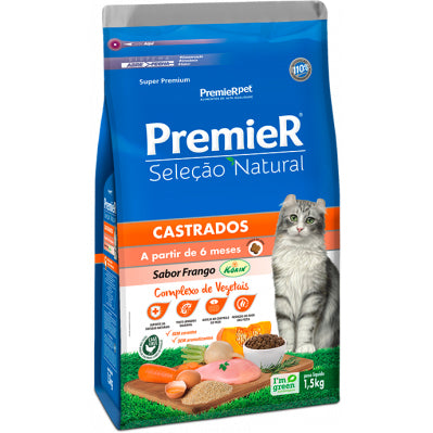 Ração Premier Seleção Natural Gato Castrado 1,5kg