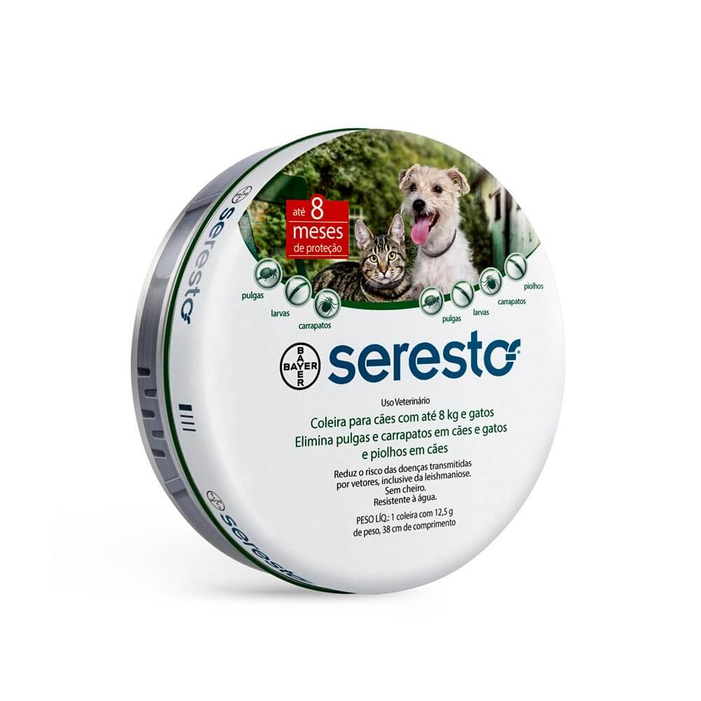 Coleira Elanco Antipulgas Seresto P para Cães e Gatos até 8kg