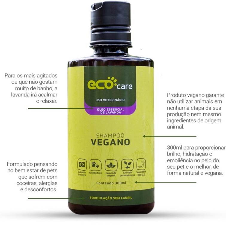 Shampoo Líquido Vegano Eco Care 300ml